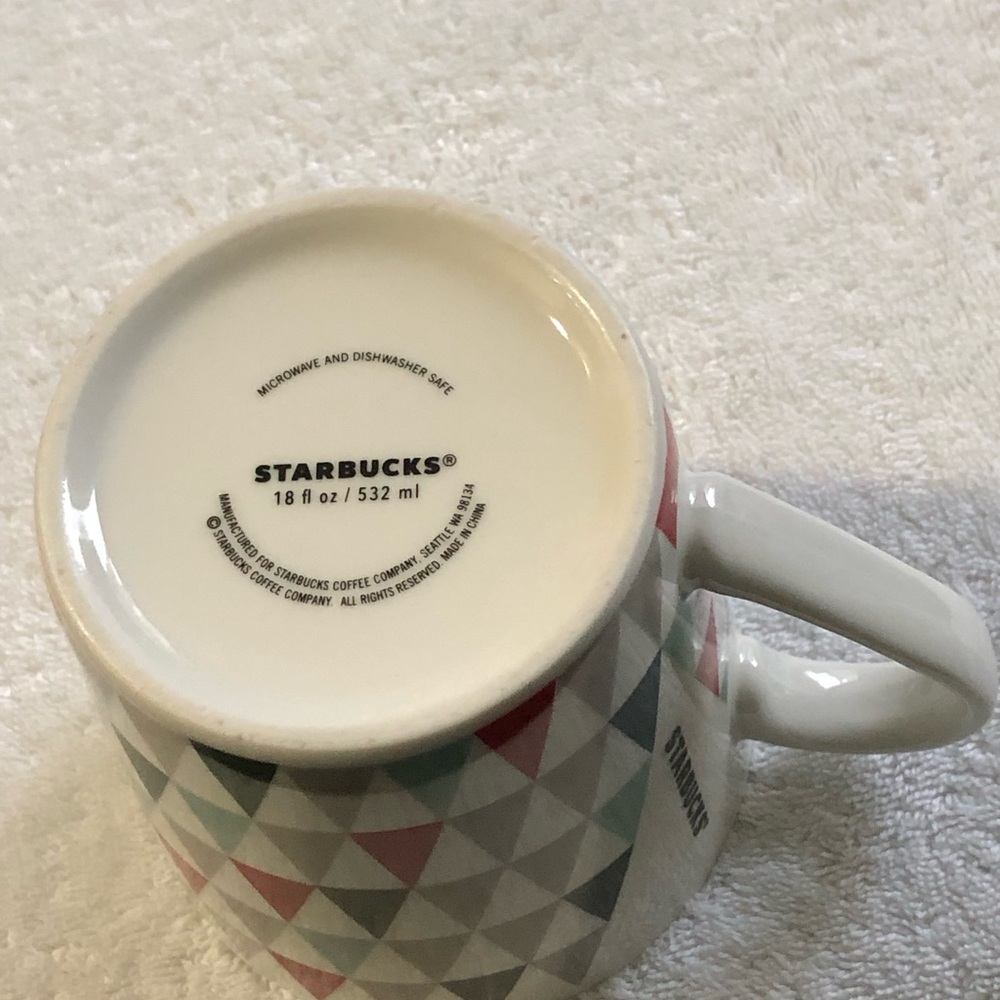 Starbucks Triangular Pattern Mug - Red, Green, Gray - Picture 3 of 6